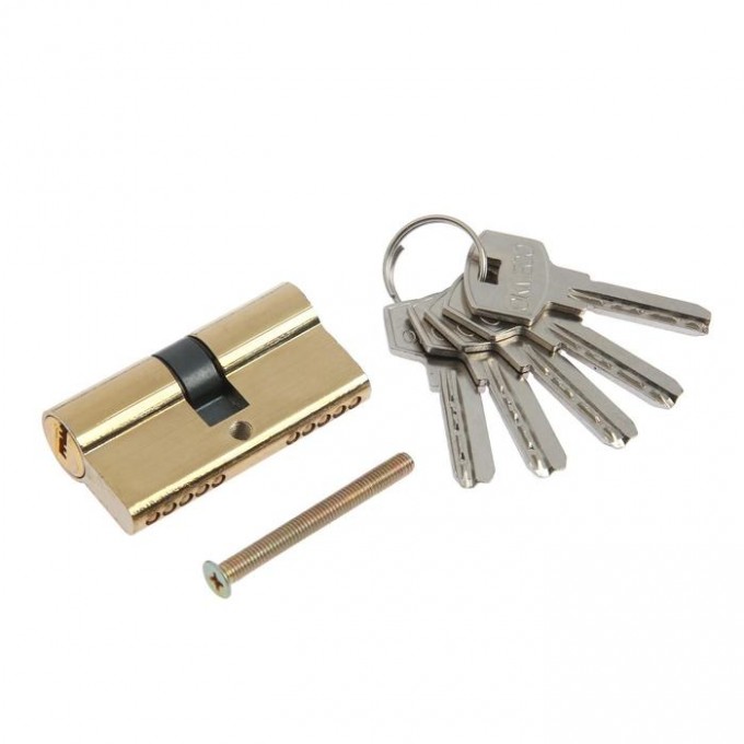 Цилиндровый механизм, 60 мм, английский ключ, 5 ключей, цвет золото 100040946167