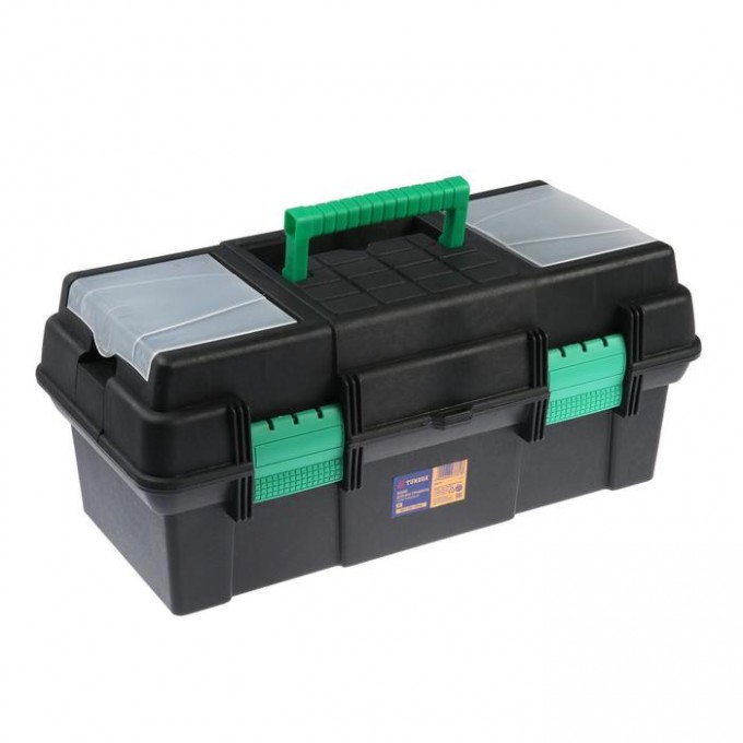 Ящик для инструмента ТУНДРА, 19", 490 х 245 х 215 мм, пластиковый, лоток, два органайзера 6627781