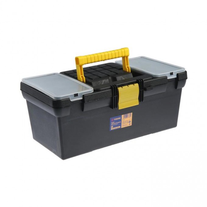 Ящик для инструмента ТУНДРА, 16", 390 х 200 х 170 мм, пластиковый, лоток, два органайзера 6627782